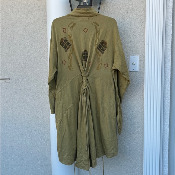 Vintage 90’s BLUE FISH Organic Cotton Hand Painted Button-Up Boho Jacket - Picture 7 of 15